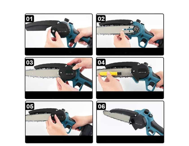 Mini sega elettrica doppia batteria motosega da 8" Pollici con olio...