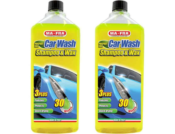2x Shampoo Cera Car Wash 1 LT Alte Prestazioni Pulizia Esterni Auto Concentrato