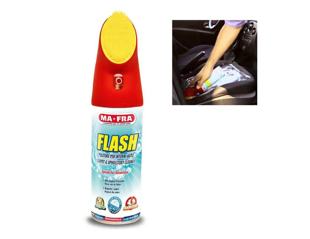 Pulitore a Secco Flash Spray con Spazzola 400ml Interni Auto Camper H0544