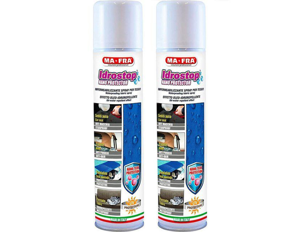 2x Impermeabilizzante Spray Idrostop Capote Tessuti Anti Pioggia Auto 300ml