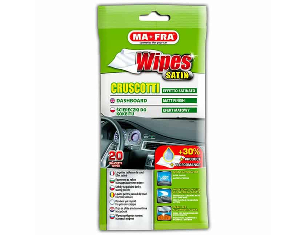 MA-FRA 20 Salviette lava pulisci Cruscotti Effetto satinato auto Wipes satin
