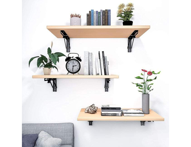 Coppia di Supporti Angolari Staffe Reggi Mensola Nero Richiudibili 400x200mm...