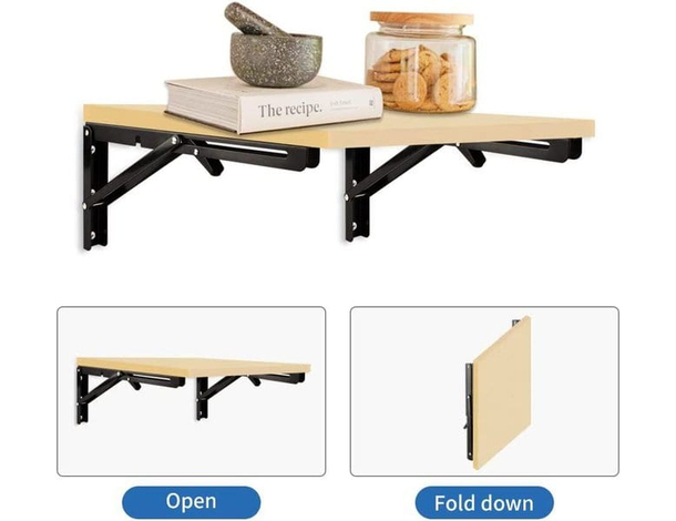 Coppia di Supporti Angolari Staffe Reggi Mensola Nero Richiudibili 400x200mm...