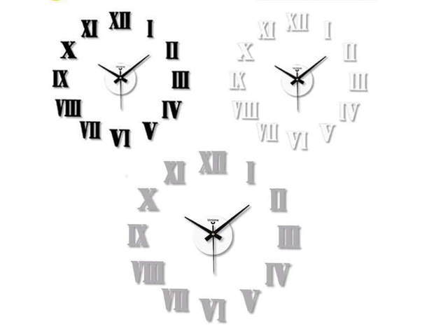 Orologio da Parete Adesivo Moderno Grande Muro Decorazione 50x50cm 3D DIY