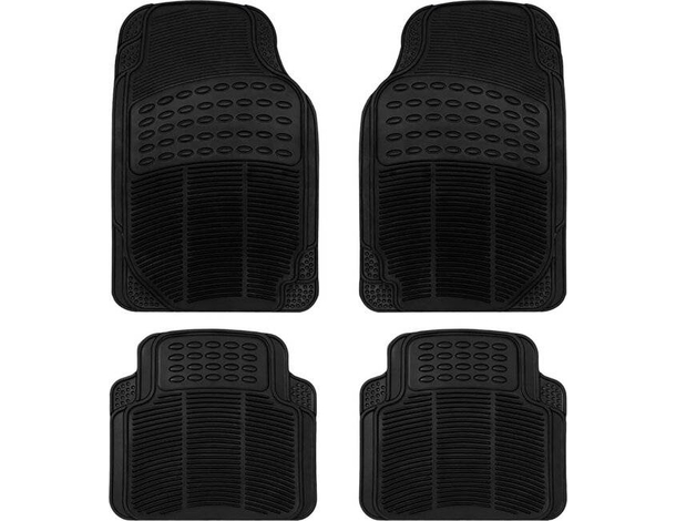 Tappetini Per Auto Universali Gomma Set 4Pz Tappeti Antiscivolo Nero sagomabile