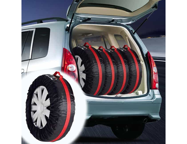 Set 4 Borse Pneumatici 17" a 20" Copriruota Gomme Garage Portaruota Scorta...