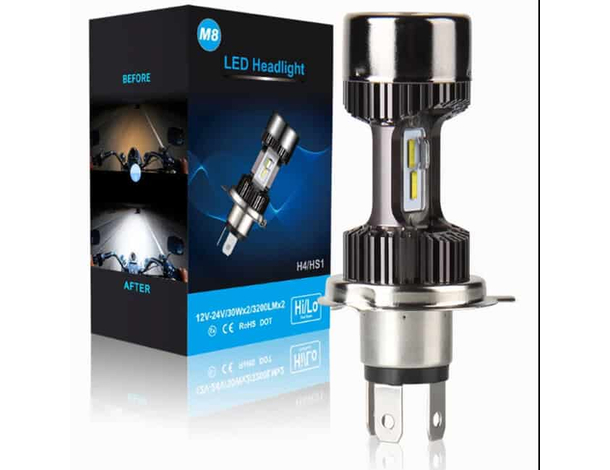Lampadina LED H4 Canbus 6000K luce bianca Alta Luminosità x Moto HI LO lampada