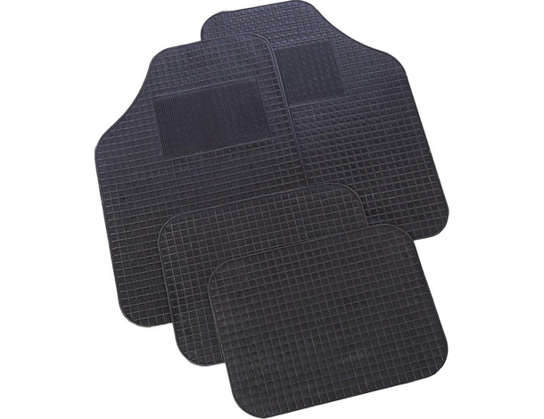 Set 4 Tappeti Per Auto In PVC Tappetini Universali Antiscivolo Sagomabili Neri
