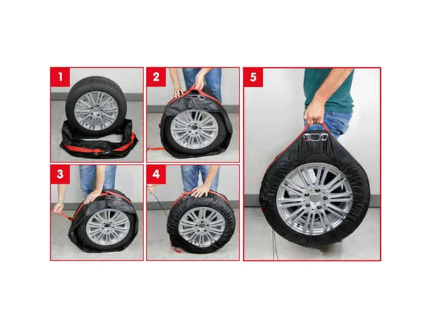 Set 4 Borse Pneumatici 17" a 20" Copriruota Gomme Garage Portaruota Scorta...