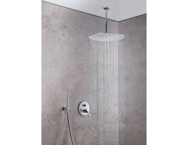 Doccetta Tonda Bagno Doccino Soffione Doccia o Vasca Cornetta Moderno Argento...