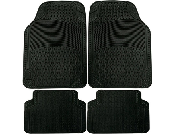 Set 4 Tappeti Per Auto In gomma Neri Tappetini Universali Antiscivolo Sagomabili