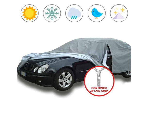 Telo Copriauto PVC Felpato S Neve Pioggia Sole Copri Auto Impermeabile con Zip