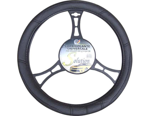 Coprivolante in Similpelle Universale 37-40 cm Auto Sterzo Nero Mod. Solution