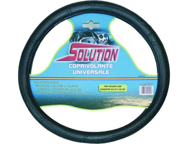 Coprivolante in Similpelle Universale 37-40 cm Auto Sterzo Nero Mod. Solution...