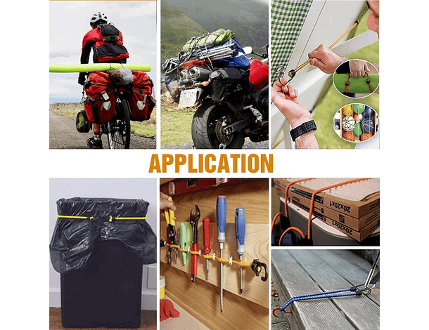 2x Corda Cavo Elastico con Ganci in Metallo 100 cm Fune Corde Portapacchi 6