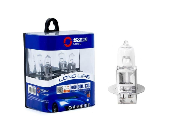 Lampadine Auto H3 Long Life Sparco 12V 55W Omologate 3000K Luce Bianca Auto
