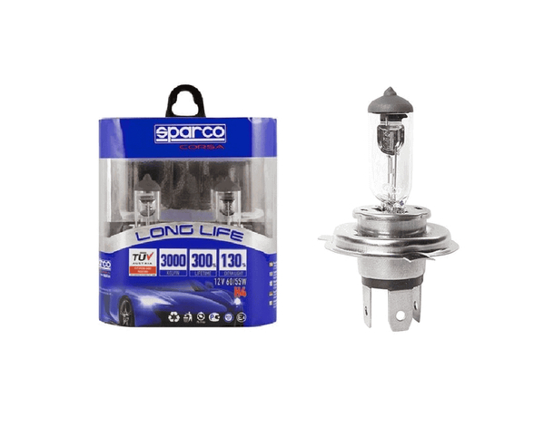 Lampadine Auto H4 Long Life Sparco 12V 55W Omologate 3000K Luce Bianca Auto