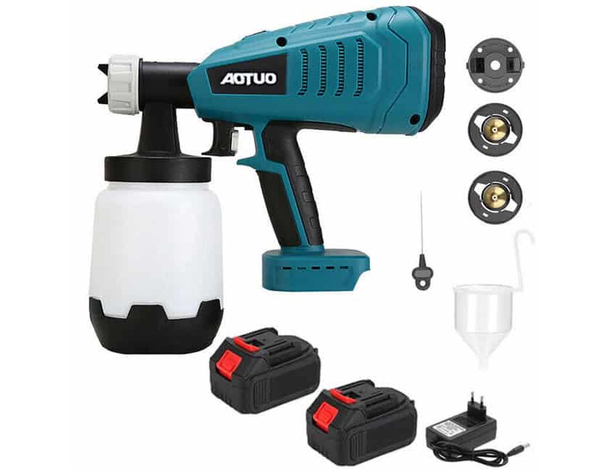 Pistola a Spruzzo per Vernice Doppia Batteria 18V 1L Paint Aerografo Pittura