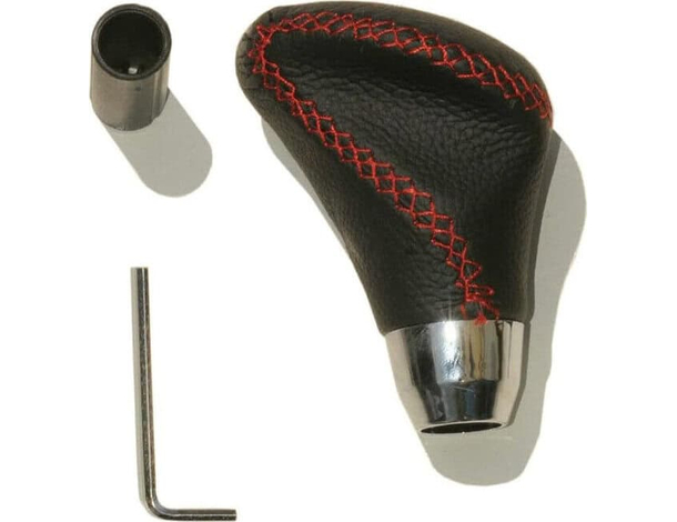 Pomello Universale per Leva Cambio Manuale in Similpelle Nero e Rosso per...