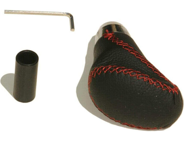 Pomello Universale per Leva Cambio Manuale in Similpelle Nero e Rosso per...