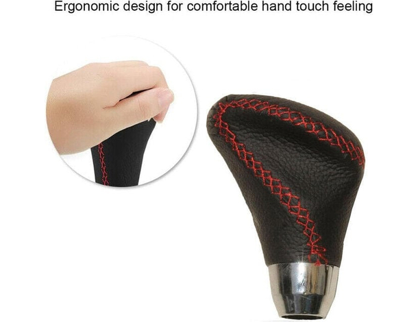 Pomello Universale per Leva Cambio Manuale in Similpelle Nero e Rosso per...