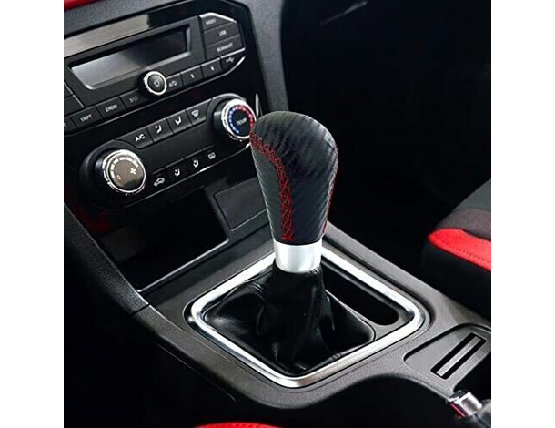 Pomello Universale per Leva Cambio Manuale in Similpelle Nero e Rosso per...