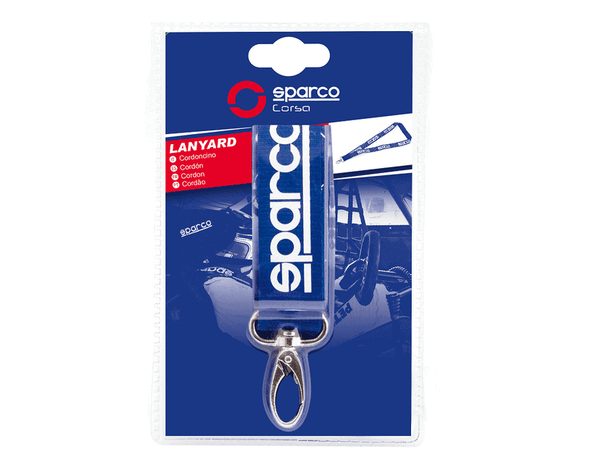 2x Cordino Sparco Laccetto Portachiavi da collo Blu 55 cm moschettone Lanyard...