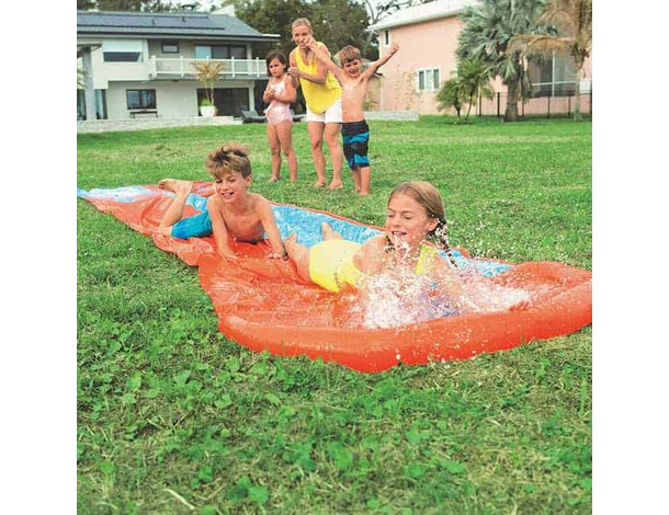 Acqua Scivolo Ferroviario con 2 Corsie Bambini 488cm Gioco Esterno Giardino...
