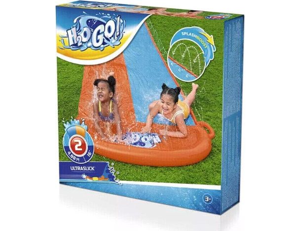 Acqua Scivolo Ferroviario con 2 Corsie Bambini 488cm Gioco Esterno Giardino...