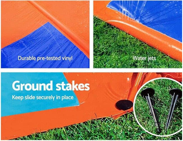 Acqua Scivolo Ferroviario con 3 Corsie per Bambini 488cm Gioco Esterno...