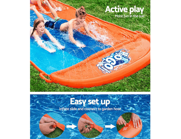 Acqua Scivolo Ferroviario con 3 Corsie per Bambini 488cm Gioco Esterno...