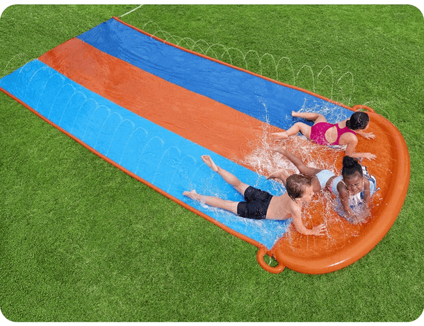 Acqua Scivolo Ferroviario con 3 Corsie per Bambini 488cm Gioco Esterno...