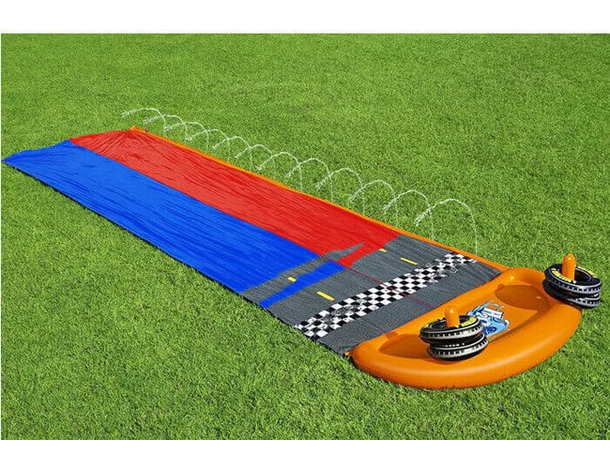 Acqua Scivolo Ferroviario Bambini 488 cm Gioco Anelli Esterno Giardino Estate...