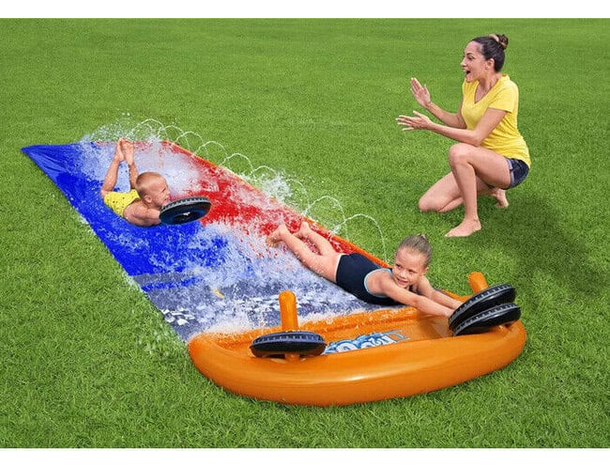 Acqua Scivolo Ferroviario Bambini 488 cm Gioco Anelli Esterno Giardino Estate...