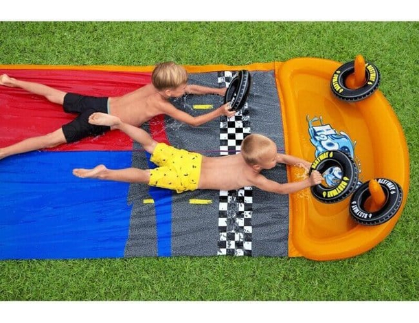Acqua Scivolo Ferroviario Bambini 488 cm Gioco Anelli Esterno Giardino Estate...