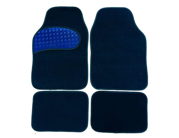 Set 4 Tappetini Auto Anteriori e Posteriori Universali Moquette Mod. Carbonium