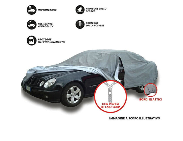 Telo Copri Auto M Felpato Con Zip PVC Anti Pioggia Sole 450x185x145 cm SUV...