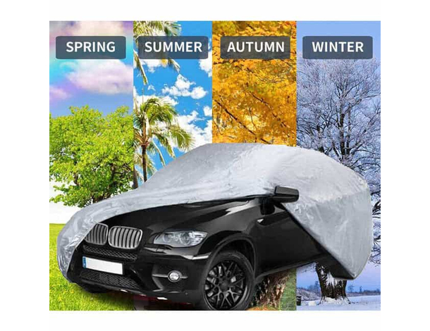 Telo Copri Auto L Felpato con Zip PVC Anti Pioggia Sole 480x195x155 cm SUV...