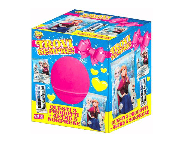 Uovo di Pasqua in Plastica Frozen Trovi Sempre 3 + 5 Sorprese Bambina Bimba