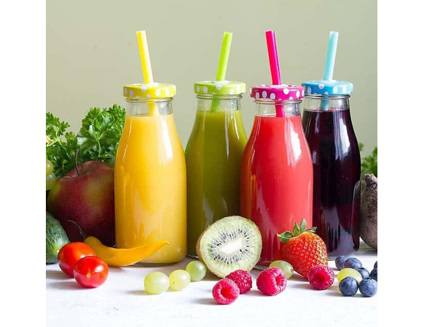 4x Bicchiere Barattolo Tappo con Foro e Cannuccia 450 ml per Bibite Cocktail...