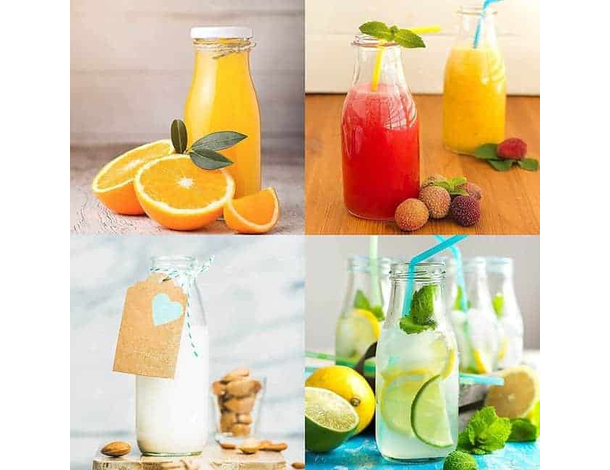 4x Bicchiere Barattolo Tappo con Foro e Cannuccia 450 ml per Bibite Cocktail...