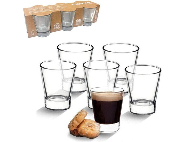 6 Bicchierini in Vetro  85 ml Liquore Amaro Caffè Bicchieri Bar Feste Cicchetti