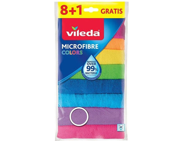 9 Panni Vileda Microfibra Colors Lavabili in Lavatrice Riutilizzabili 30x30...