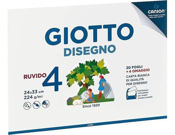 Album da Disegno Giotto Disegno 4 224 g - 24x33 cm Ruvido 24 Fogli 583400