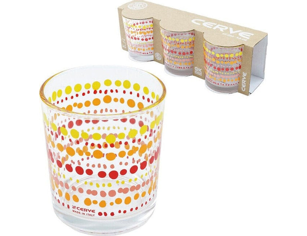Set 3 Bicchieri in Vetro da 220 cc Bicchiere Colorati per Acqua Vino Bar Casa