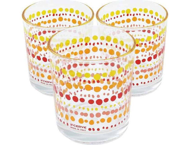 Set 3 Bicchieri in Vetro da 220 cc Bicchiere Colorati per Acqua Vino Bar Casa...