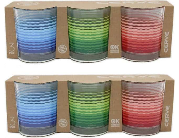 Set 6 Bicchieri in Vetro Colorati da 220 cc Bicchiere Cerve per Acqua Vino Bar