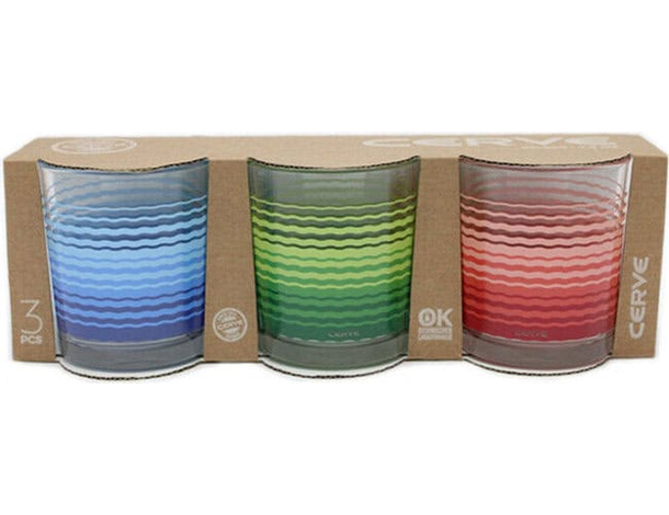Set 3 Bicchieri in Vetro Colorati da 220 cc Bicchiere Cerve per Acqua Vino Bar