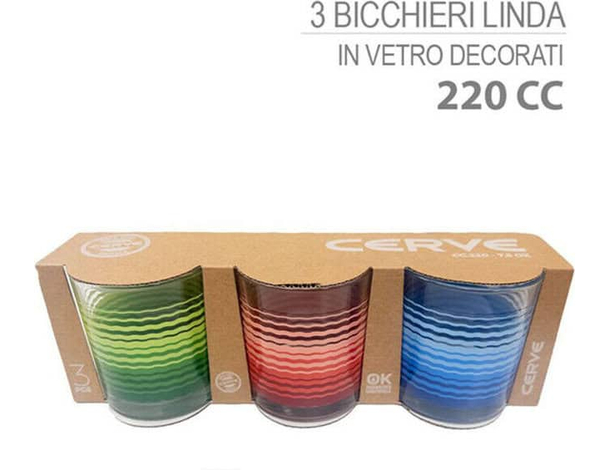 Set 6 Bicchieri in Vetro Colorati da 220 cc Bicchiere Cerve per Acqua Vino...