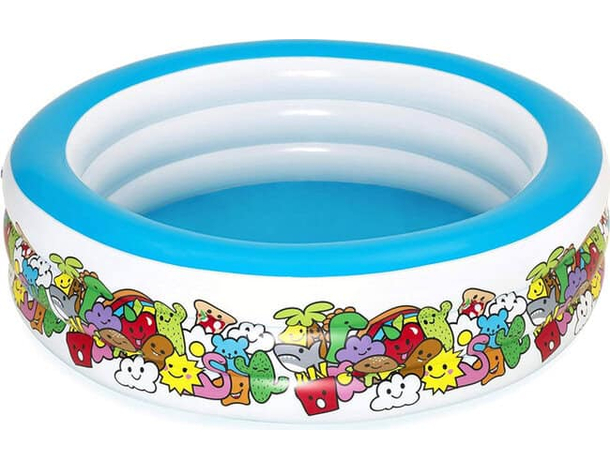 Piscina Rotonda Gonfiabile Fuoriterra Bambini Giardino 196x53cm 3 Anelli